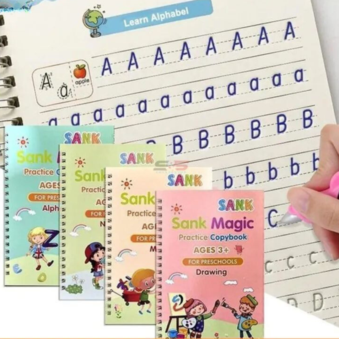 Magic Book 4 in 1 Set with 10 Refills and Pencil Grip